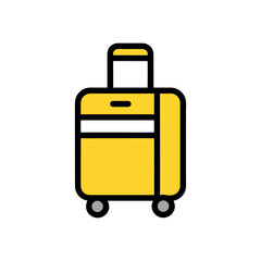 Vector art of yellow suitcase with wheels and handle isolated on white background