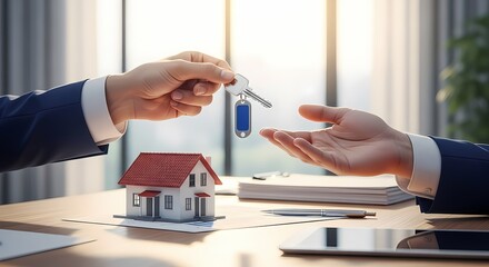 Real Estate Agent Handing Over House Keys