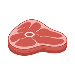 Cartoon Illustration of a Raw Steak Cut Isolated on White Background