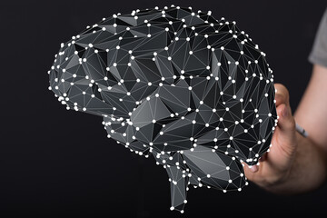 Digital brain, neural network, AI, technology, connection, innovation, intelligence, futuristic, data, science, concept.