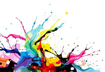 Naklejka premium Dynamic ink and brush strokes splash across white, creating vibrant abstract art, design, monochrome