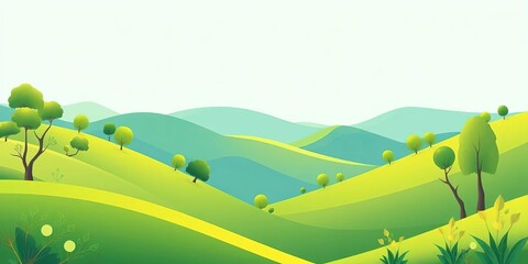 Flat minimalist vector illustration of green eco landscape representing ESG concept,  nature,  leaves
