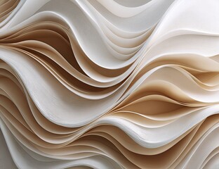 Obraz premium Abstract wavy layered sheets in beige and white