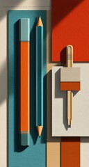 Obraz premium Geometric arrangement of writing tools