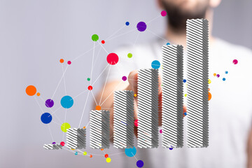 Visual representation of business growth, data points, and increasing statistics.