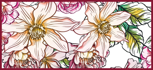 Elegant Abstract Floral Scarf Print Design | Shawls & Dupatta Textile Fabric Patterns For Digital Printing on Silk, Chiffon, Georgette