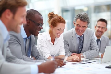 A team of business professionals using a whiteboard to visualize their discussion about a new project. This collaborative approach helps in clarifying ideas and aligning the team's vision.
