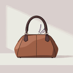 An elegant handbag design featuring stylish elements and delicate lavender accents, perfect for showcasing fashion aesthetics and modern accessories.