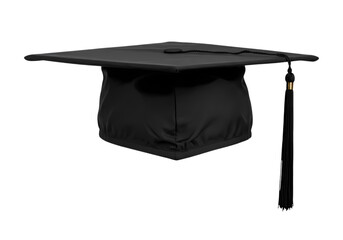 Graduation Cap: Black Academic Mortarboard,  Perfect for Education & Ceremony Designs Isolated on Transparent Background