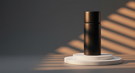 Sleek Minimalist Black Bottle Display with Shadow