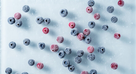 Minimalist Frozen Canadian Berries on Icy Surface