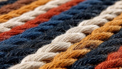 Close-up of colorful braided rope texture