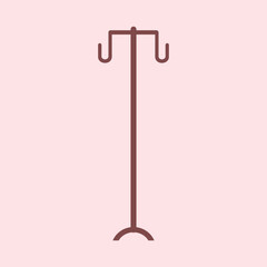 Illustration of a hospital IV hanger in flat design style with a plain pink background.