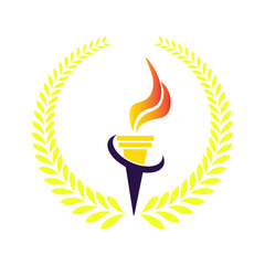 Burning Torch with Flame, Transparent PNG Isolated Icon
