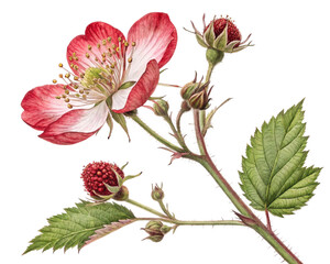 A red Blackberry blossom flower with an image