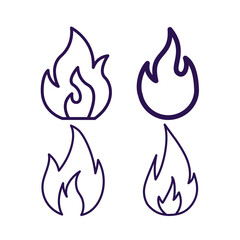 Minimal Fire Icons, Abstract Flame Symbol Set PNG