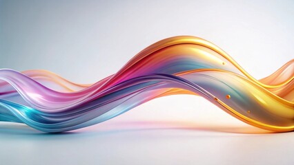 Abstract Fluid Wave Design Colorful Swirls and Golden Accents on a Light Background