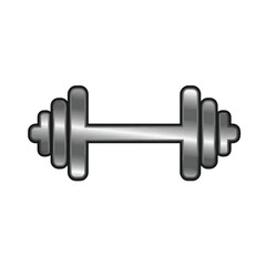 A stylized silver dumbbell isolated on a white background, representing fitness and exercise.