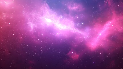 Naklejka premium A vibrant space nebula filled with glowing pink and purple hues.
