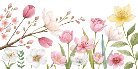 Spring Floral Watercolor Set – Blooms & Branches