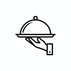 Hand serving food under cloche icon