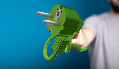 Eco-friendly power, sustainable energy, green technology, electric plug,  clean energy future.