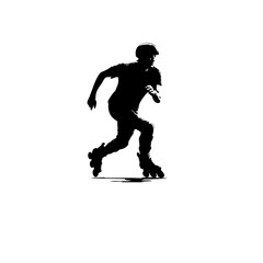 Fototapeta premium Black Silhouette of Teenager Reading Book & Carrying Schoolbag – Medium Shot 4K Illustration