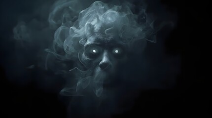 Smoke with Face, Surreal Photography, Abstract Art, Vaporized Figure, Grey Tones