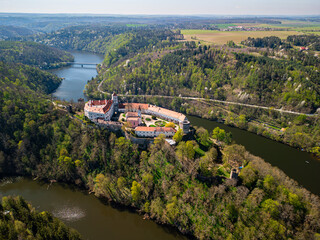 Bird view of castle in czech republic