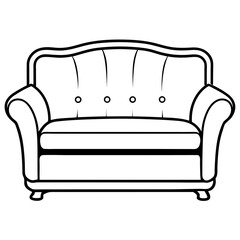 Clean Sofa Outline Front Vector