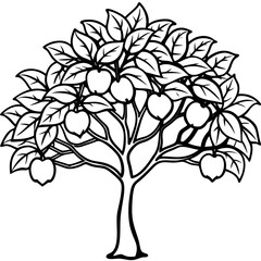 Obraz premium Guava Tree line art vector