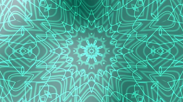 Aqua Blue Mesmerizing geometric kaleidoscope animation with teal lines and shapes, creating a dynamic visual pattern