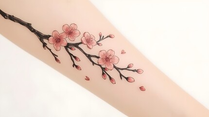 Japanese Cherry Blossom Tree Tattoo on Leg