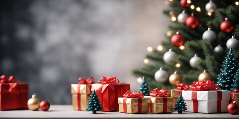 Festive Christmas Decor with Gifts Beneath a Holiday Tree