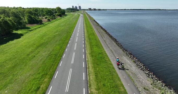 Aerial footage of the Oostvaarders dike along the IJ lake.