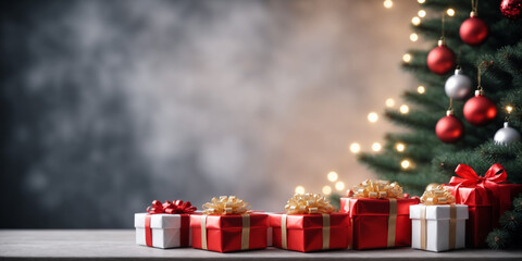 Festive Christmas Decor with Gifts Beneath a Holiday Tree