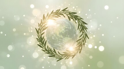 Earth and Laurel Leaf in Cosmic Space