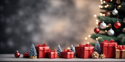 Festive Christmas Decor with Gifts Beneath a Holiday Tree