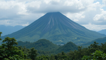Fototapeta premium Volcano seen from a tropical rainforest
