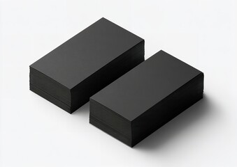 Black Business Card Mockup with Two Stacks on White Background, Minimalist and Clean Design