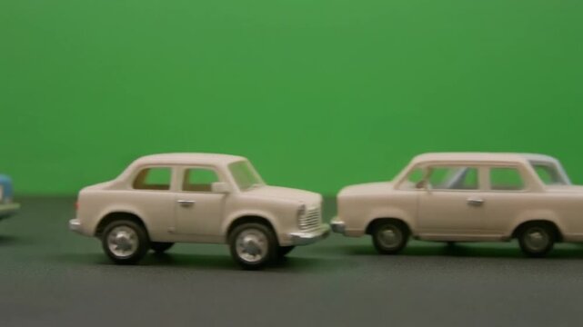 car on the road with green background 