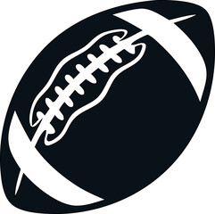 Rugby Ball Icon Vector, Silhouette icon of an American football ball. Classic oval shape with stitching. Ideal for sports logos, infographics, and athletic-themed designs.

