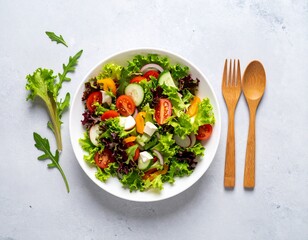 Colourful Vegetable Salad with Eggs, Tomatoes, and Greens &ndash; Healthy Meal