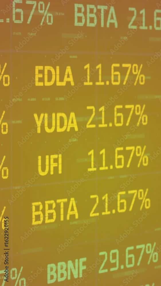 Wall mural animation of financial data processing over dark background