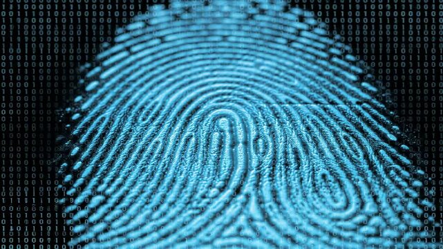 Fingerprint Pattern Overlaid With Binary Code