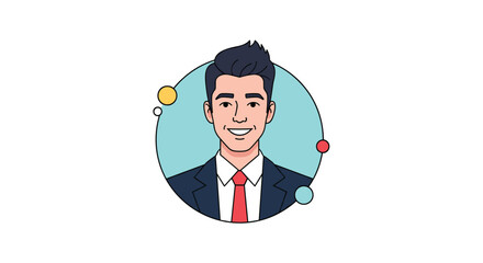 Modern Business Professional Illustrated Portrait with Subtle Ambient Elements