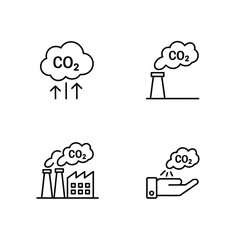 Carbon dioxide emissions and environmental impact icons