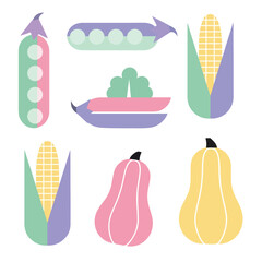 Colorful Legumes and Squash Illustration