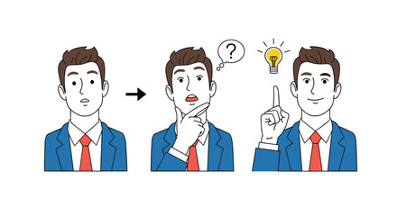 A Man Contemplates a Problem and Then Finds a Brilliant Solution Illustration