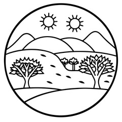 Kalahari Desert line art vector